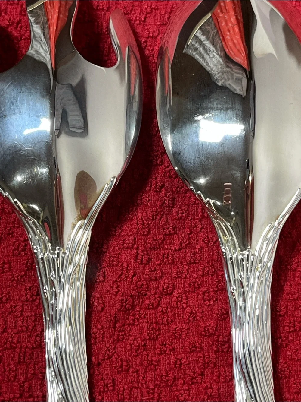 NWOT Vintage Christmas Santa Claus Silver Plated Salad Serving Set